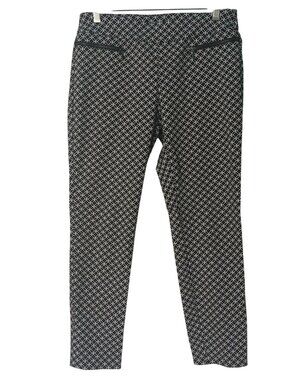 Van Heusen Womens 8 Stretch Trousers Black White Geometric W/Zipper Detail #D-33